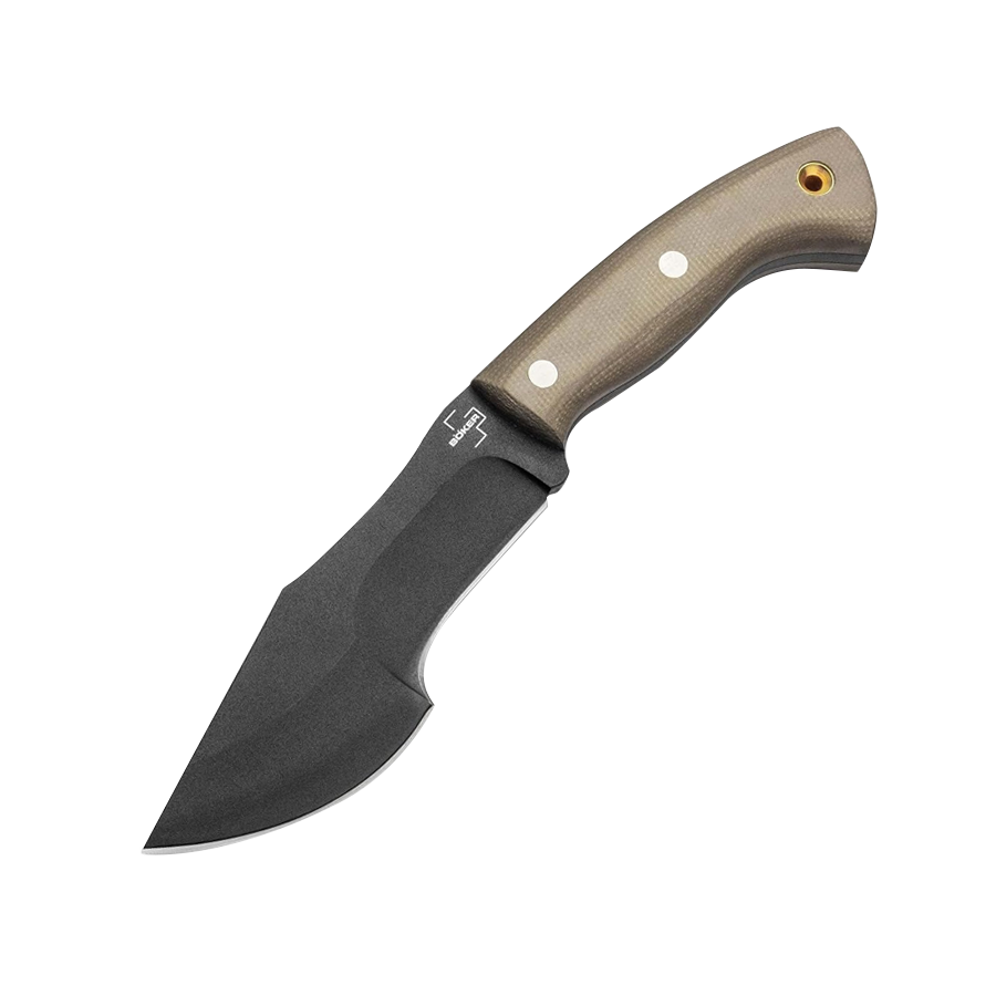 Mini Tracker - small Bushcraft knife with Kydex sheath - fixed outdoor knife - black