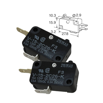 V-15-2C26-K (Pack of 2) Basic/Snap Action Switches Miniature Basic Switch