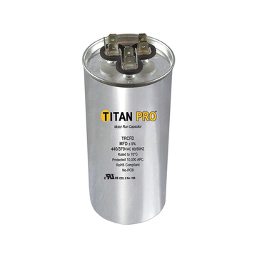 Round Motor Dual Run Capacitor, 457.5 Microfarad Rating, 370-440VAC Voltage