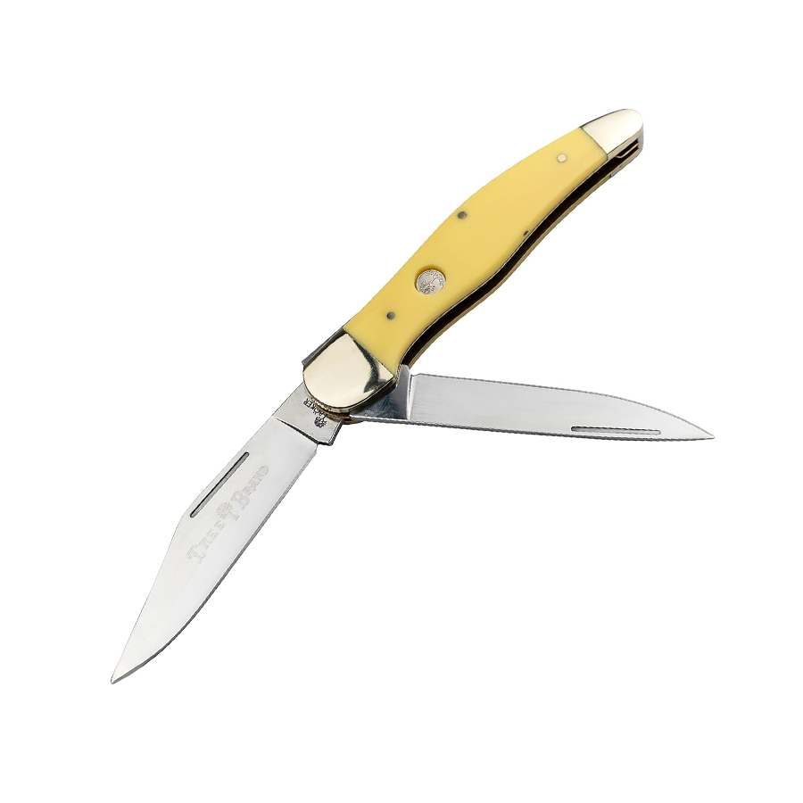 Folding Hunter 4.5 Inch Pocket Knife, Yellow Synthetic