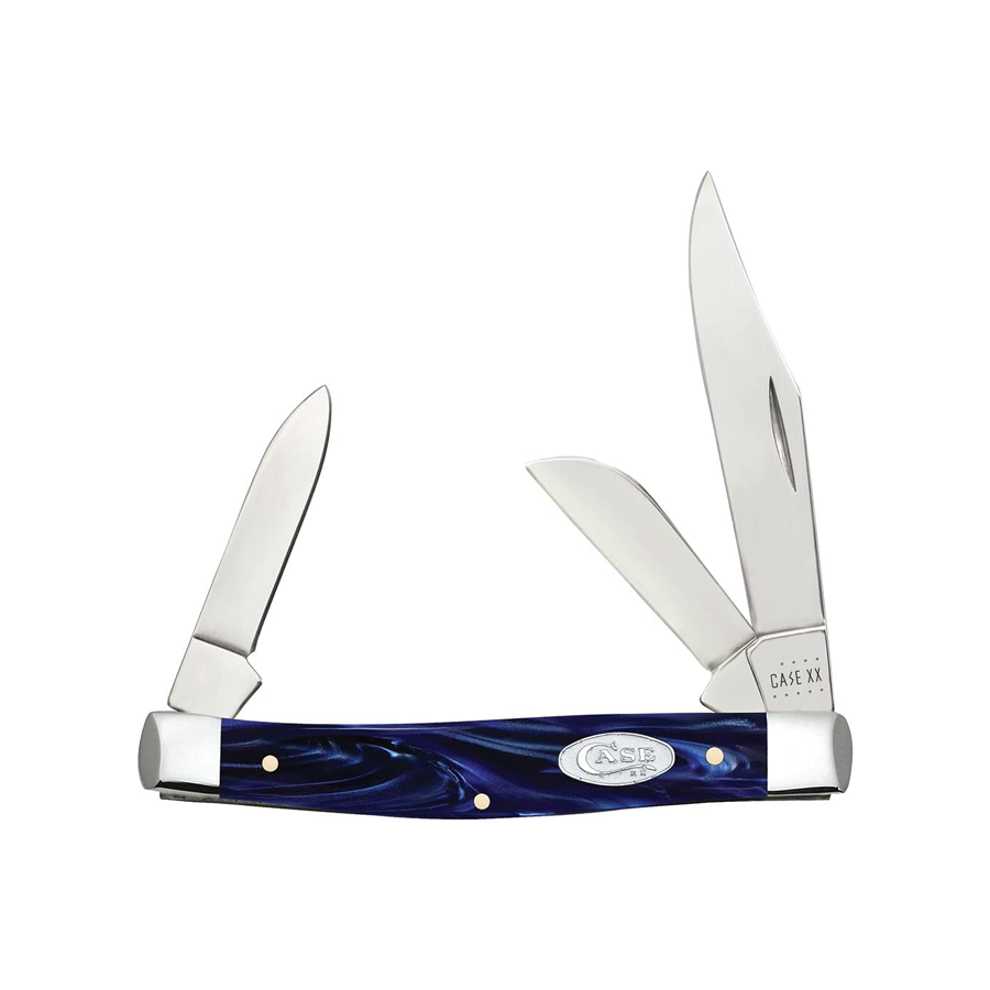 POCKET KNIFE MEDIUM STOCKMAN BLUE PEARL KIRINITE, LENGTH CLOSED 3 1/4 INCH