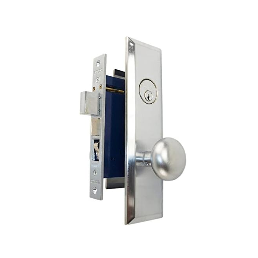 114A/26D Satin Chrome Mortise Entry, Thru Bolted, Lockset, Lock Set (Right Hand)