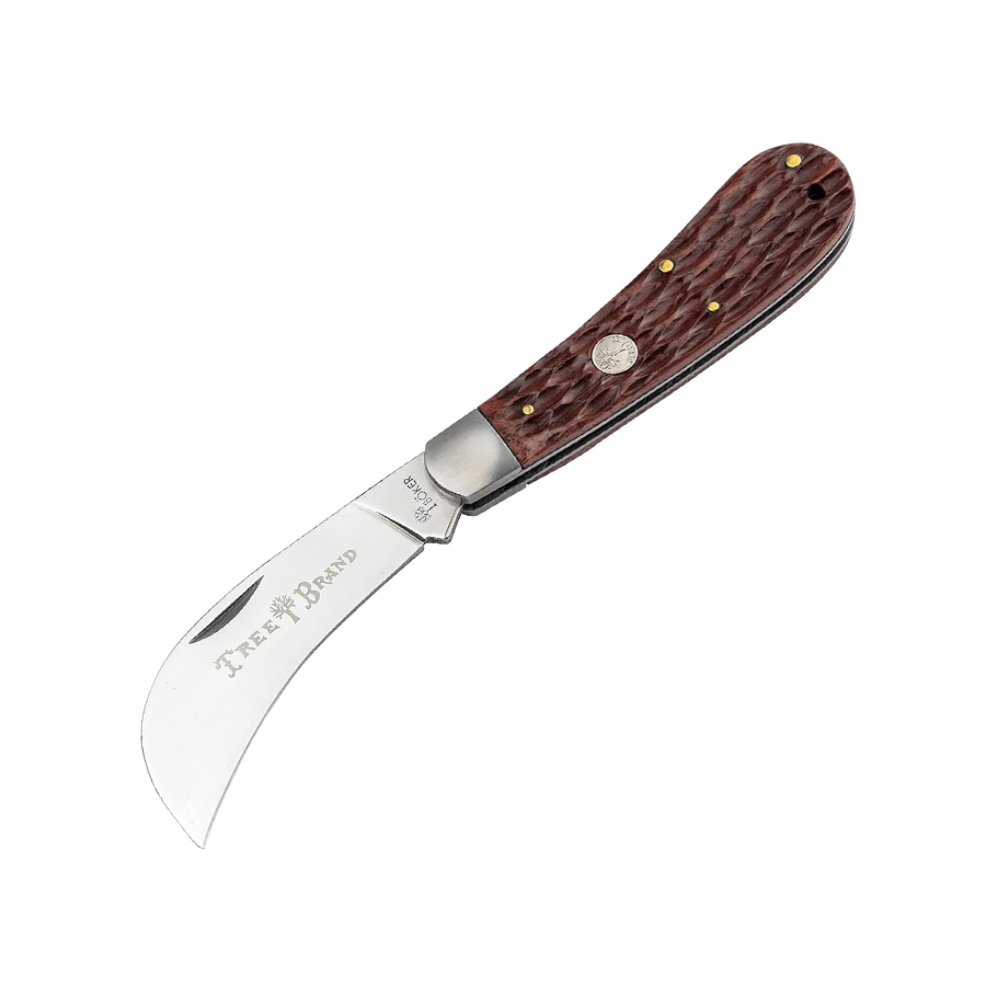 Hawkbill 3 Inch Pocket Knife, Brown Jigged Bone