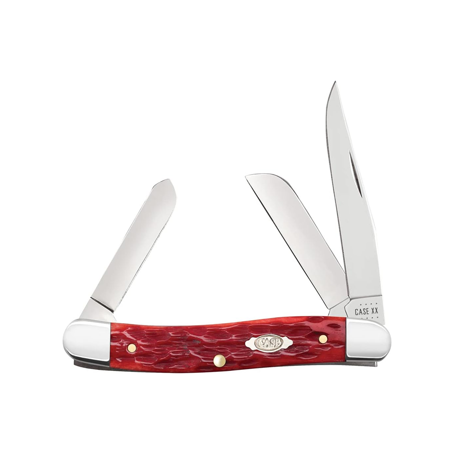 Dark Red Bone Medium Stockman Steel - Pocket Knives