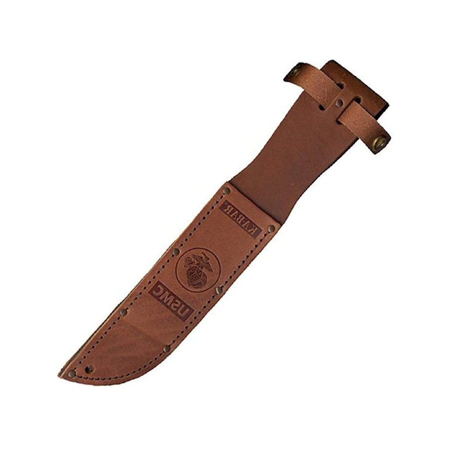 KA-BAR 1217S, Leather Sheath, USMC Logo, Fits Knife with 7" Blade, Brown