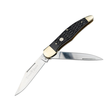 Folding Hunter 4.5 Inch Pocket Knife, Jigged Black Bone