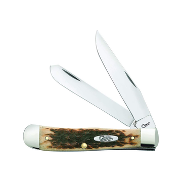 Pocket Knife Amber Jigged Bone Trapper, Length Closed: 4 1/8 inches