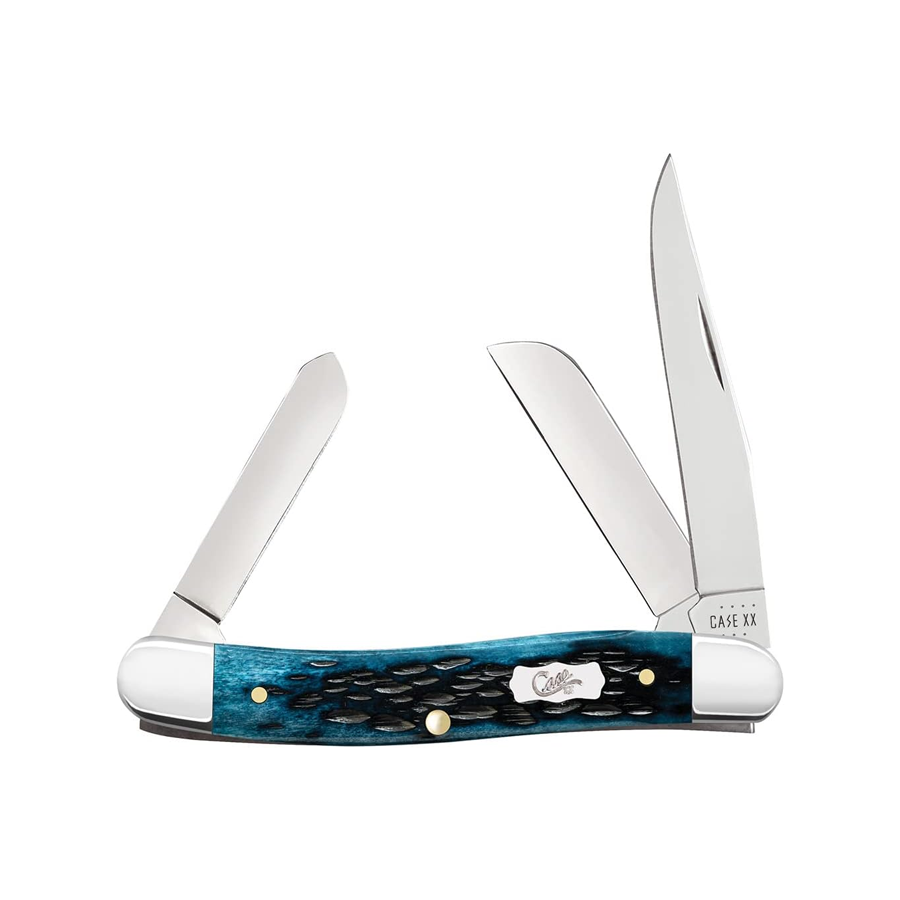 Pocket Knife Mediterranean Blue Bone Stockman, Length Closed: 3 5/8 inches