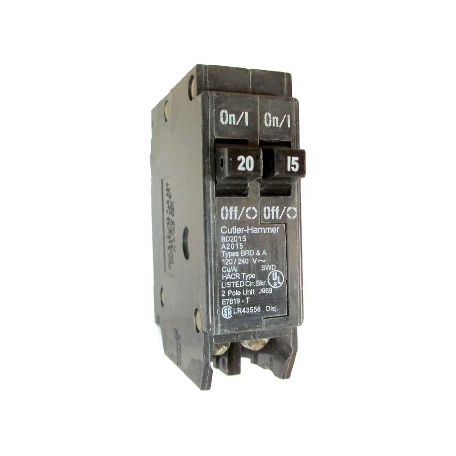 BD2015 Type BR Duplex Twin 2 Pole 20A /15A Circuit Breaker Rejection Type