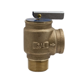 Bronze Safety Relief Valve, ASME Hot Water, 75 psi Set Pressure