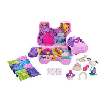 Polly Pocket Mini Toys, Large Compact Playset with 2 Micro Dolls and Accessories, Unicorn Party, Travel Toys and Gifts for Kids