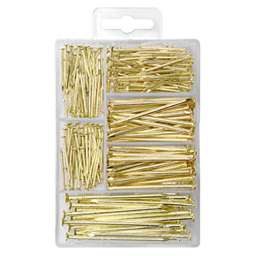 Nails Assortment 250-Pieces 4 Sizes, Brass Plated