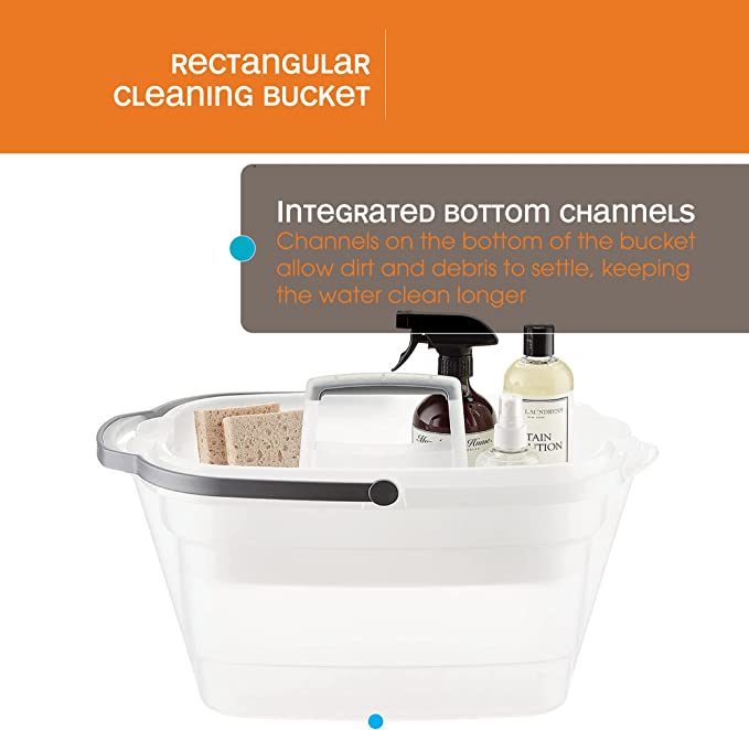 Plastic Rectangular Cleaning Bucket with Handle - Thumbnail 3