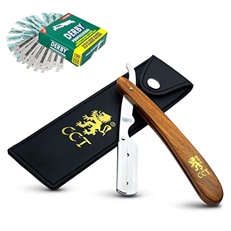 Straight Edge Razor Kit with 10 Blades Missanda Hardwood