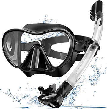 Set Anti-Fog Tempered Glass Scuba Mask, Snorkeling Gear for Adults