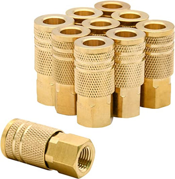 1/4-Inch Brass Female Industrial Coupler, 10 Pack 1/4 Inch Air Hose Fittings