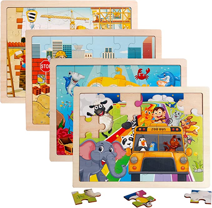 4 Packs 24 PCs Jigsaw Puzzles for Kids Preschool Educational Brain
