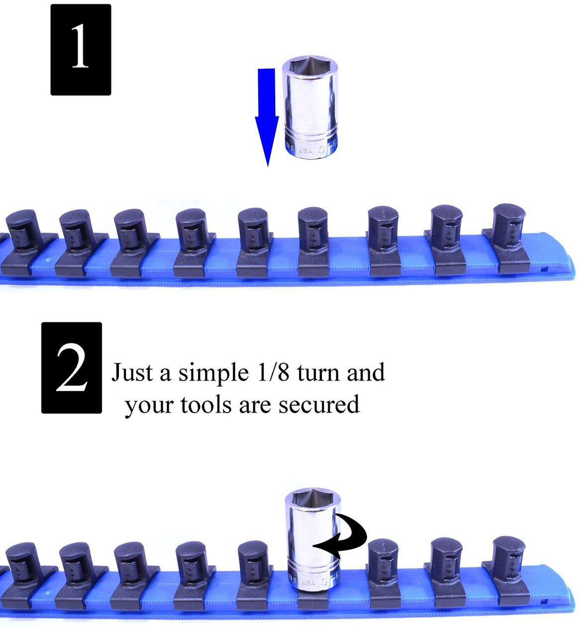 ML TOOLS Twist Lock 18-inch Socket Rail Socket organizer Made in USA
