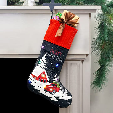 Stocking with LED Light, 17.3 Inches Blue Christmas Stockings