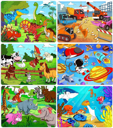 Puzzles for Kids Ages 4-8, 6 Pack Wooden Jigsaw Puzzles 60 Pieces