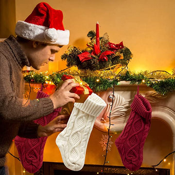 Stocking 18 Inches Large Knitted Stocking Decorations for Family Holiday