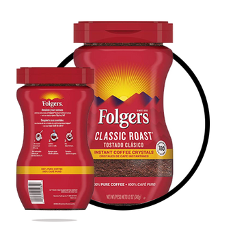 Folgers Classic Roast Instant Coffee Crystals, 12 Ounces