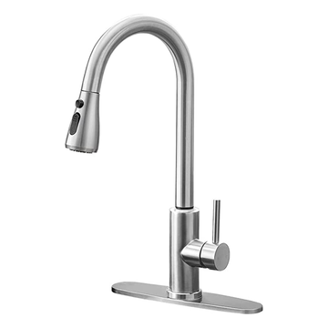 Kitchen Faucet with Pull Down Sprayer, Single Level Stainless Steel Kitchen Sink Faucets