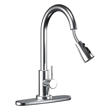 Kitchen-Faucets,Kitchen Faucet with Pull Down Sprayer-Kitchen Sink Faucet -Stainless Steel-with Deck Plate